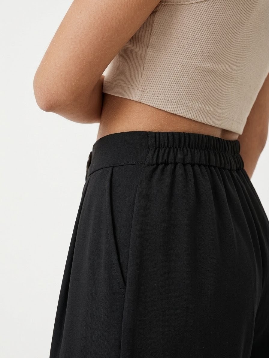 Pantalón Jogger Fluido con Pinzas - Negro - Imagen 3