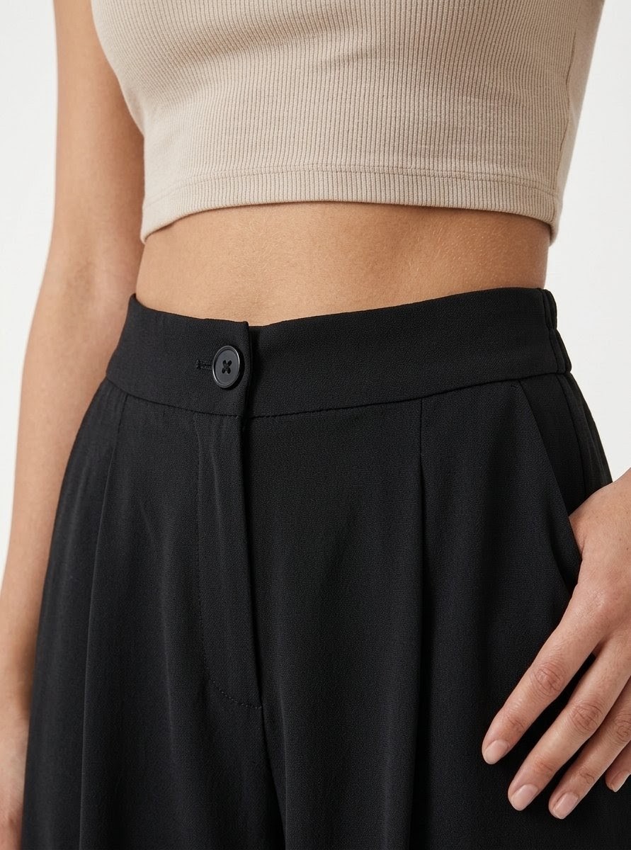 Pantalón Jogger Fluido con Pinzas - Negro - Imagen 2