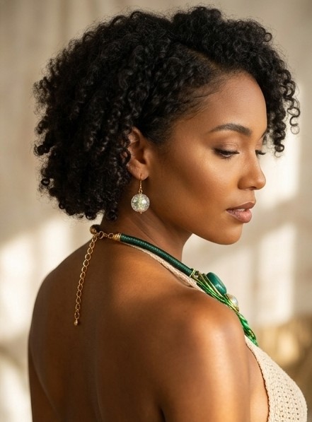 Conjunto Exclusivo de Joyería Artesanal en Verde y Dorado – Diseño Sofisticado y Lujoso - Imagen 4