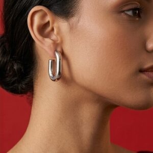 Pendientes de Aro Gruesos de Acero Inoxidable – Estilo Chunky Ovalado
