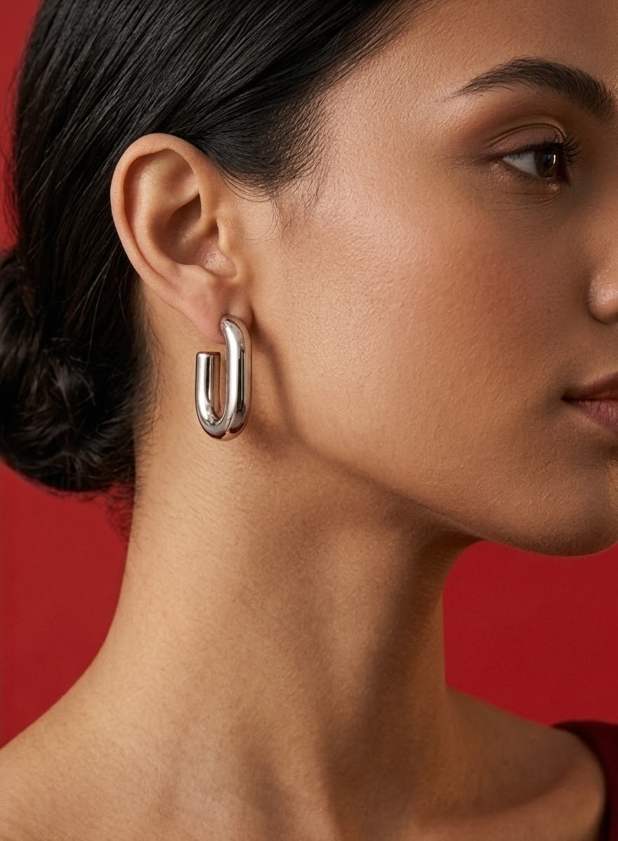 Pendientes de Aro Gruesos de Acero Inoxidable – Estilo Chunky Ovalado