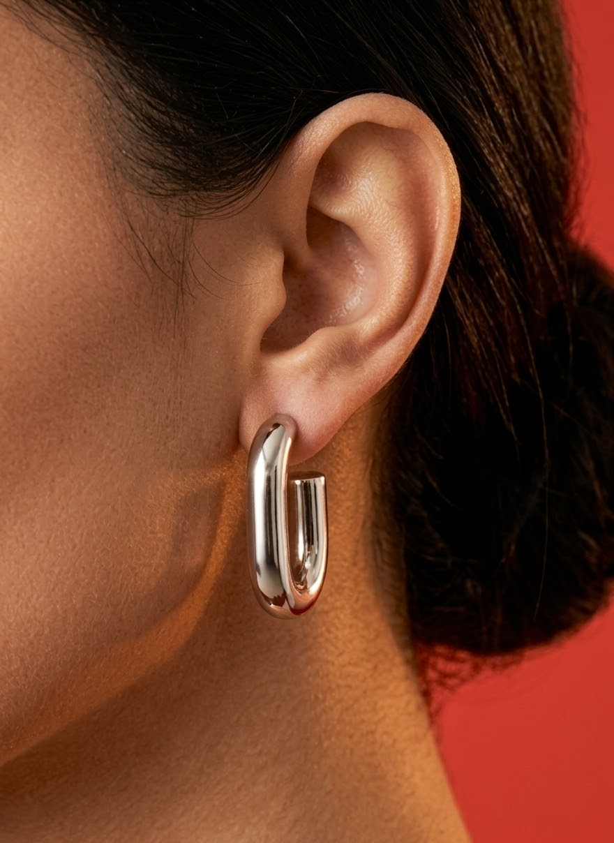 Pendientes de Aro Gruesos de Acero Inoxidable – Estilo Chunky Ovalado - Imagen 3