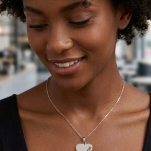 Collar con Colgante de Corazón en Plata de Ley 925 "Mamá" (Cadena Incluida)