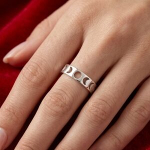 Anillo de Fases Lunares de Plata de Ley 925