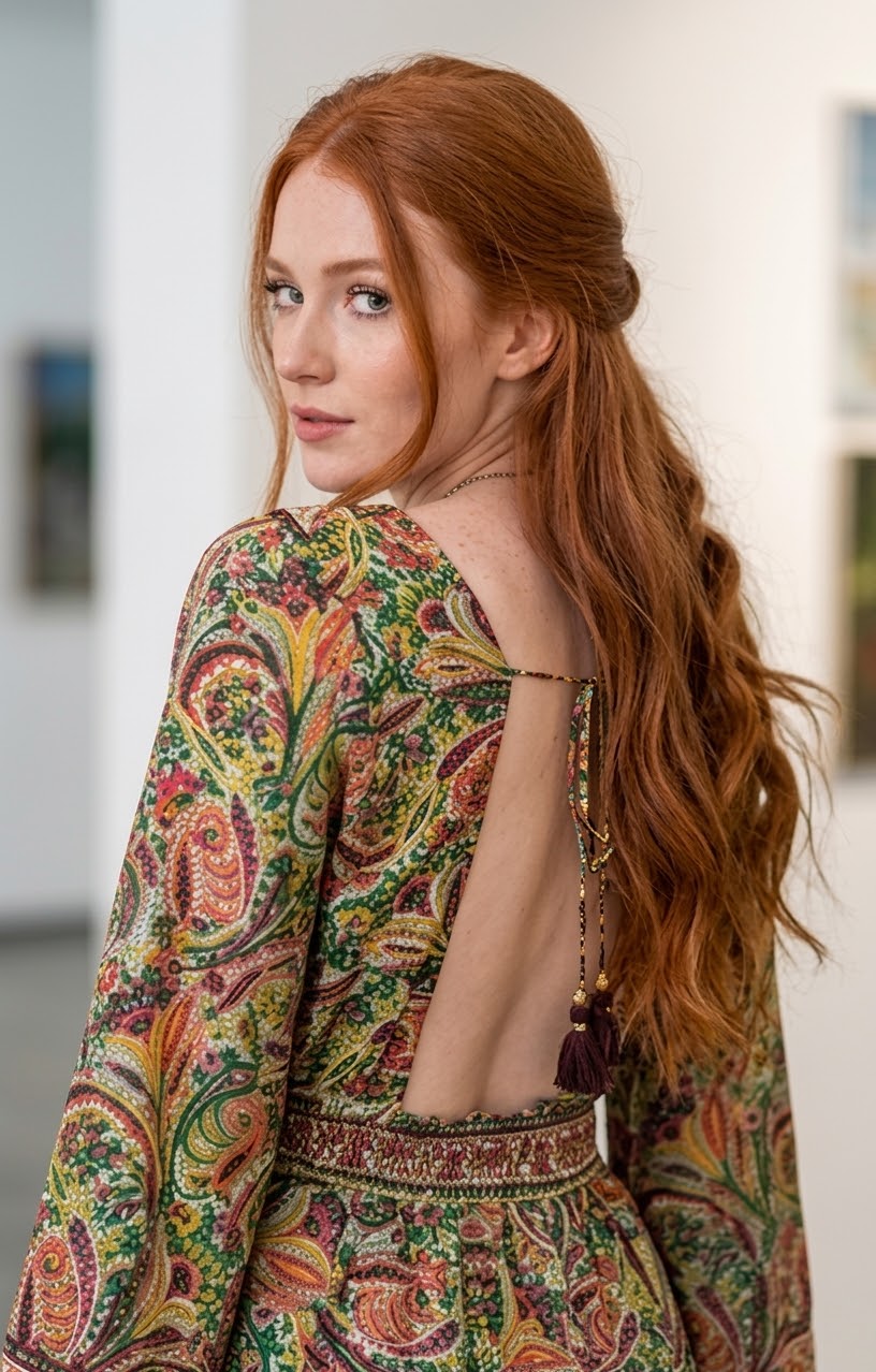 Vestido Largo Boho Chic con Estampado Paisley y Espalda Descubierta - Imagen 2