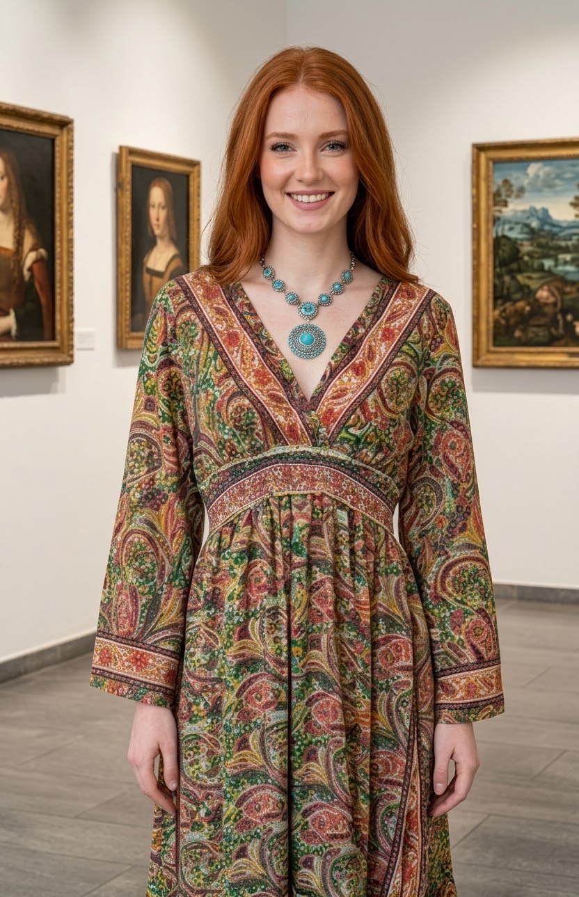 Vestido Largo Boho Chic con Estampado Paisley y Espalda Descubierta - Imagen 5