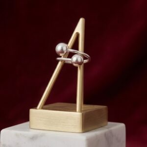 Anillo Abierto de Plata de Ley 925 con Doble Esfera (Estilo Minimalista)