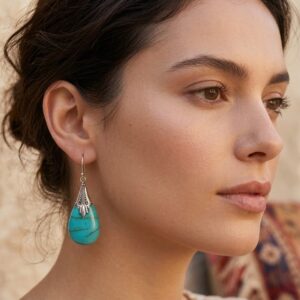 Pendientes Turquesa y Plata  Filigranada