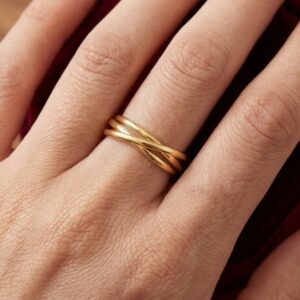 Anillo Triple Entrelazado (Semanario 3 Aros) en Plata de Ley 925 con Baño de Oro