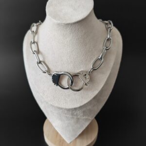 Collar de Cadena Gruesa con Dije de Esposas (Estilo Punk / Grunge)