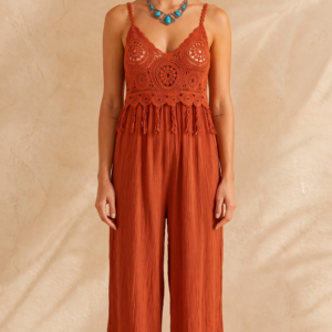 Mono Largo Bohemio Tono Caldera con Pecho de Crochet