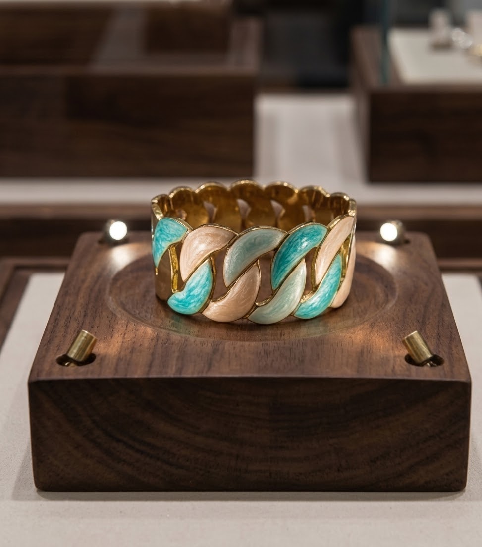 Pulsera de Eslabones Estilo Cubano con Esmalte Multicolor - Imagen 3