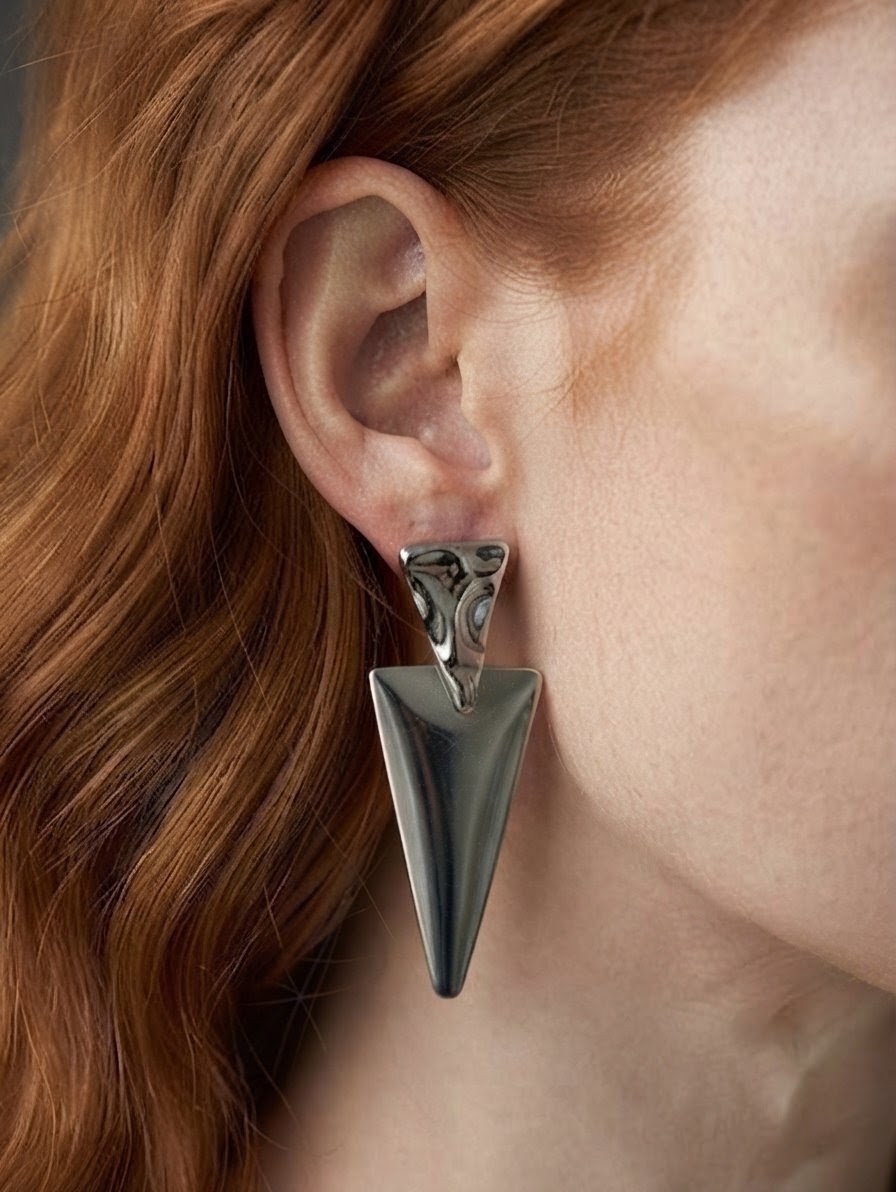 Pendientes Triangulares de Acero Inoxidable con Acabado Efecto Vidrio - Imagen 3