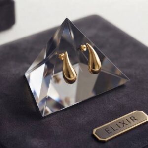 Pendientes de Plata 925 en forma de lagrima, con baño de Oro
