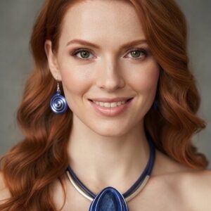 Conjunto de Joyería Elegante en Azul Cobalto (Collar y Pendientes)