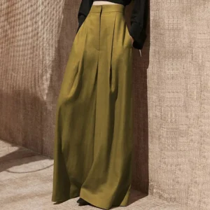 Pantalón Palazzo Elegante de Tiro Alto con Pinzas y Caída Fluida
