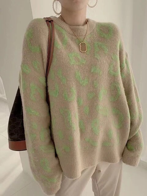 Jersey de Punto Oversize con Estampado Animal Print / Leopardo - Imagen 8