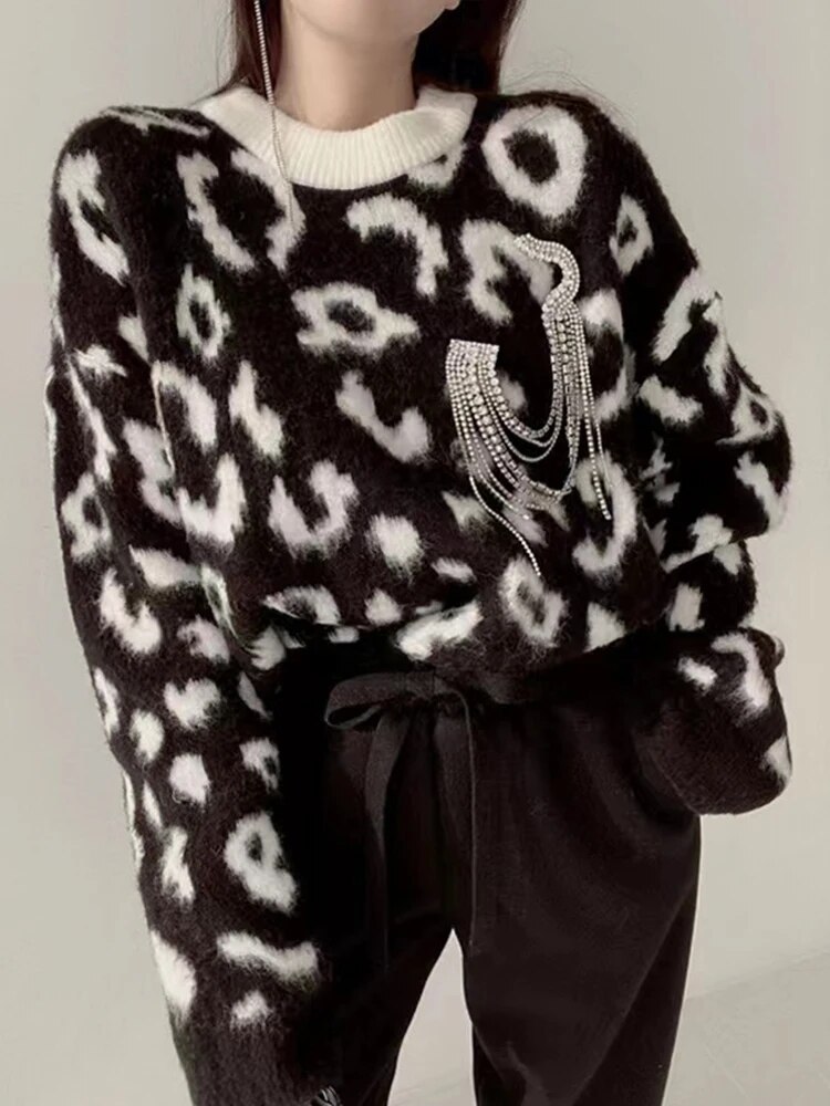 Jersey de Punto Oversize con Estampado Animal Print / Leopardo - Imagen 5