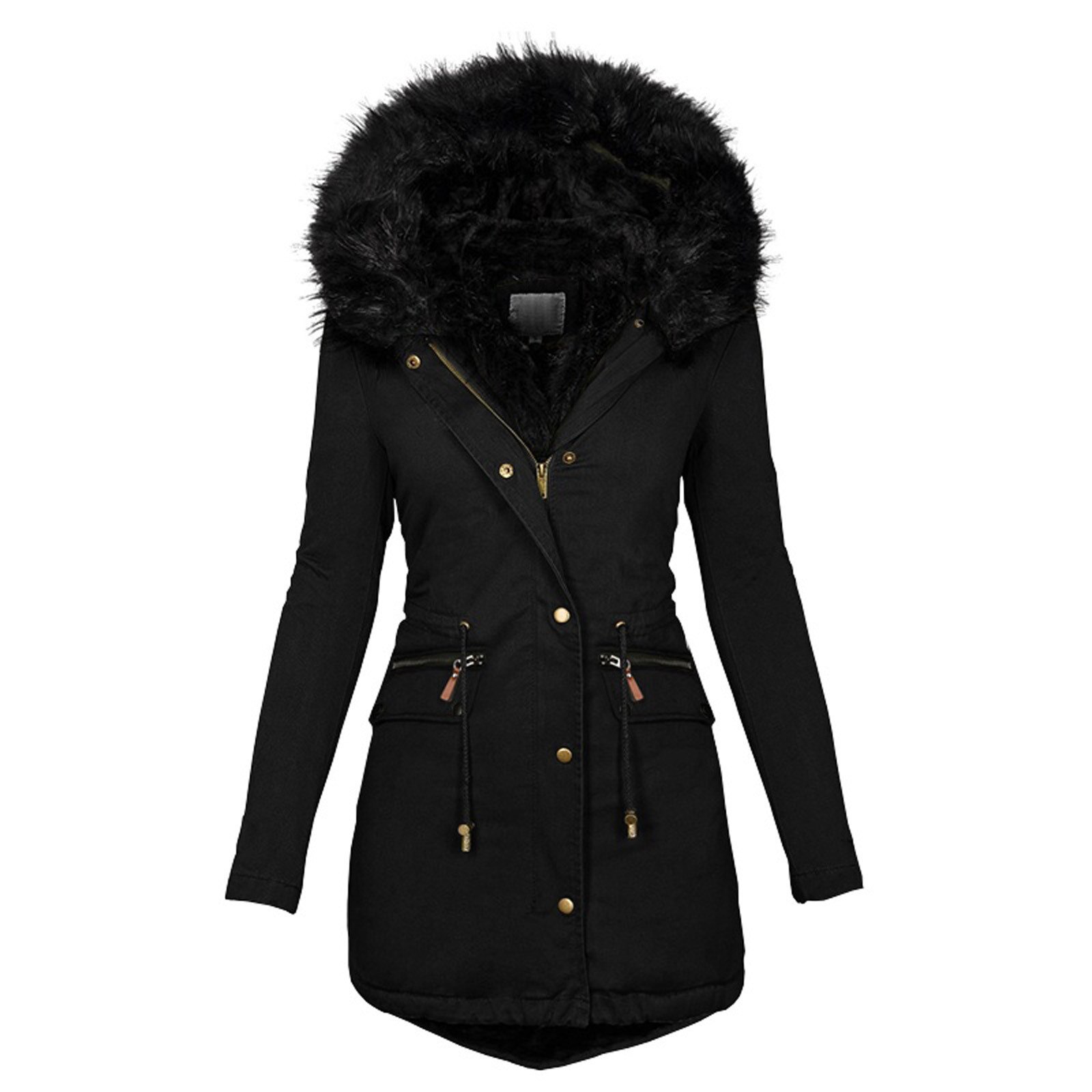 Chaqueta Parka de otoño - Invierno para Mujer con Capucha de Peluche - Imagen 3