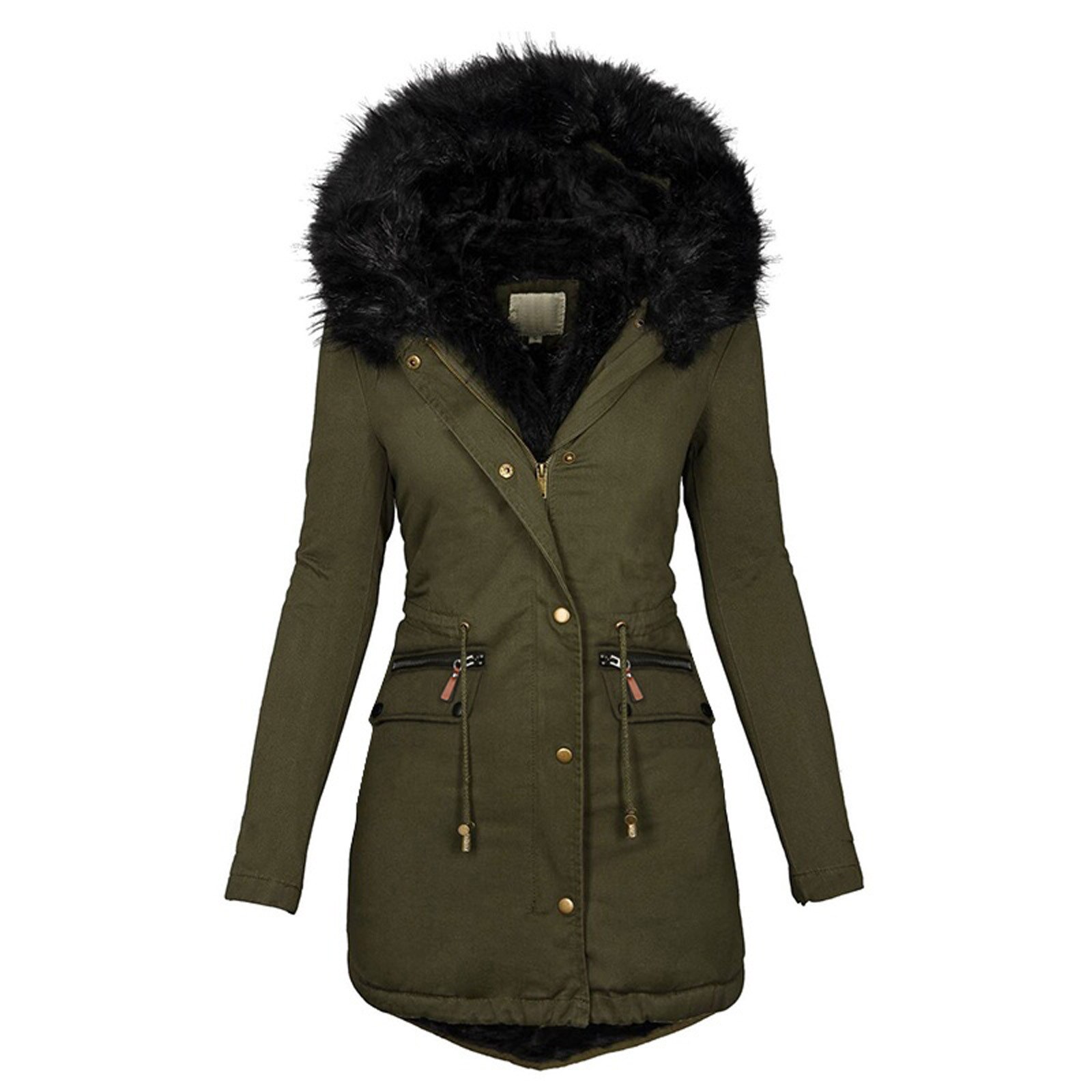 Chaqueta Parka de otoño - Invierno para Mujer con Capucha de Peluche - Imagen 11