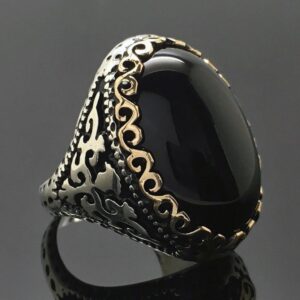 Anillo Otomano con Piedra Negra (Ónice) y Plata 925