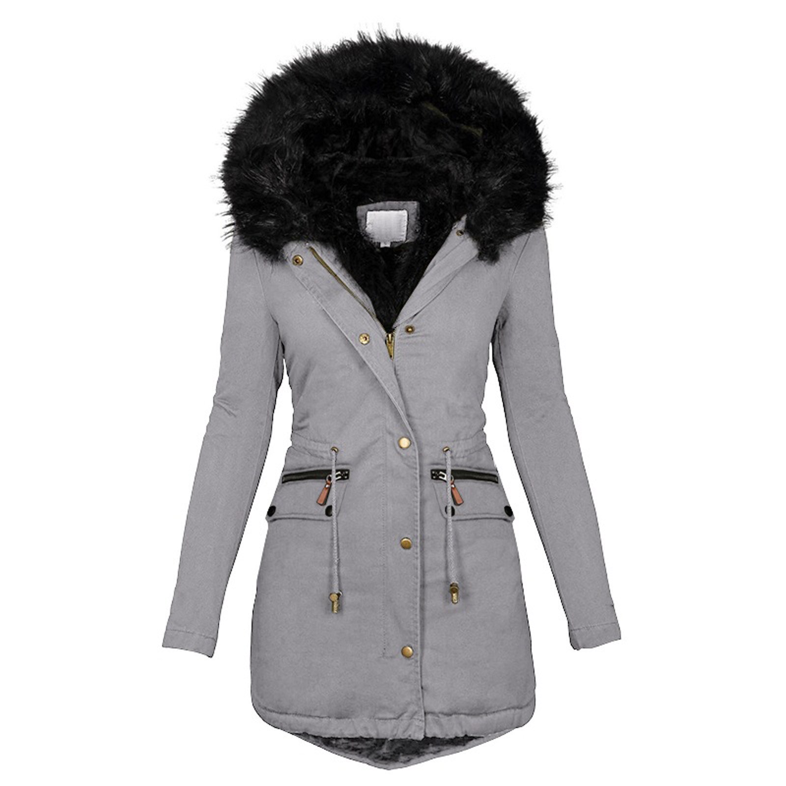 Chaqueta Parka de otoño - Invierno para Mujer con Capucha de Peluche - Imagen 6