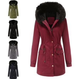 Chaqueta Parka de otoño - Invierno para Mujer con Capucha de Peluche