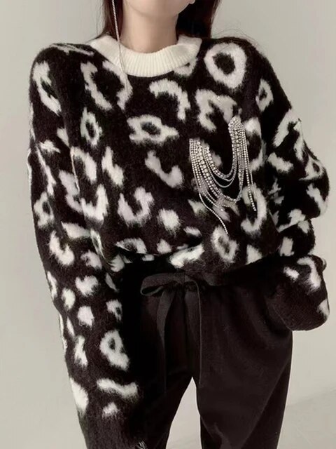 Jersey de Punto Oversize con Estampado Animal Print / Leopardo - Imagen 7