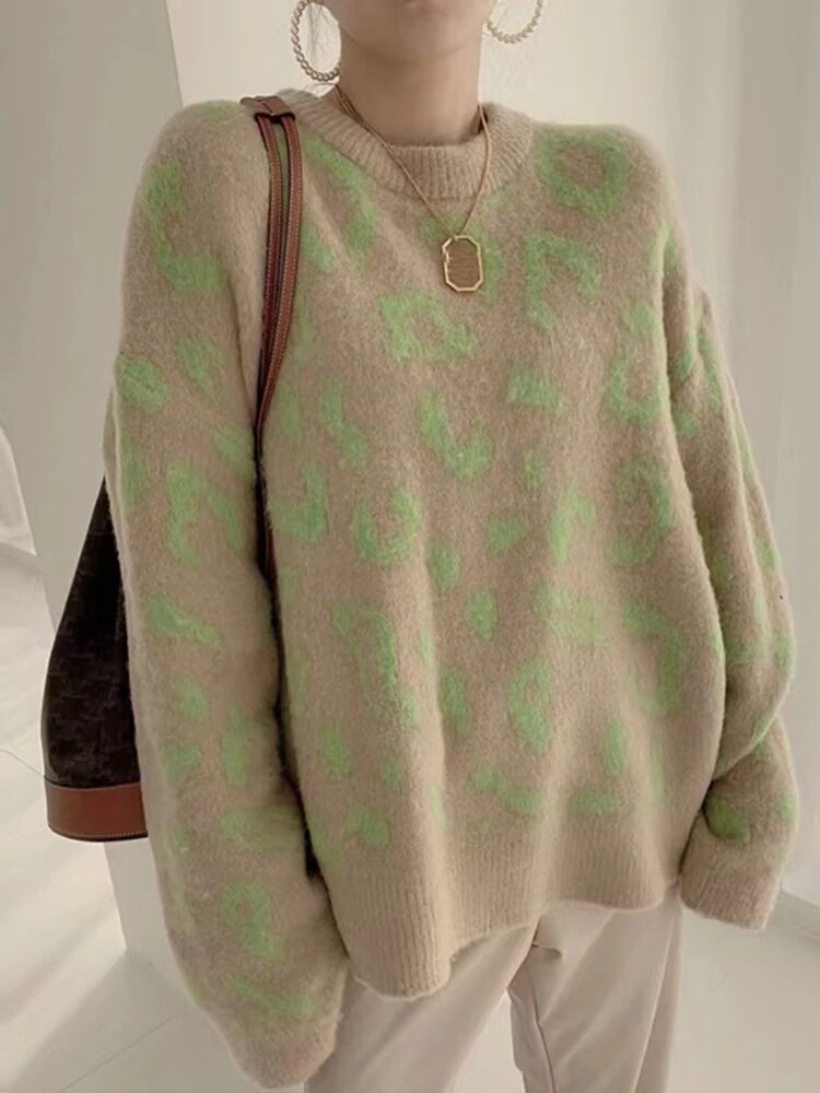 Jersey de Punto Oversize con Estampado Animal Print / Leopardo - Imagen 4