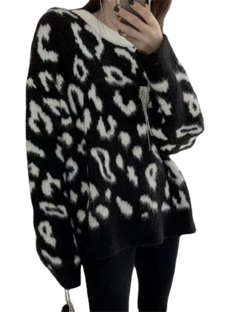Jersey de Punto Oversize con Estampado Animal Print / Leopardo - Imagen 3