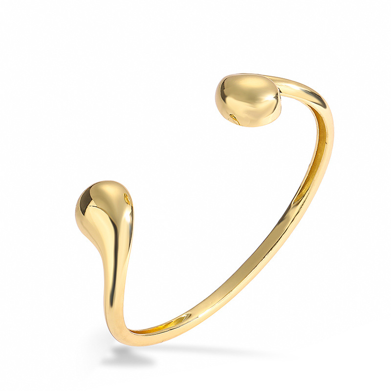 Pulsera Rígida Abierta Minimalista con Extremos de Gota Orgánica - Imagen 3
