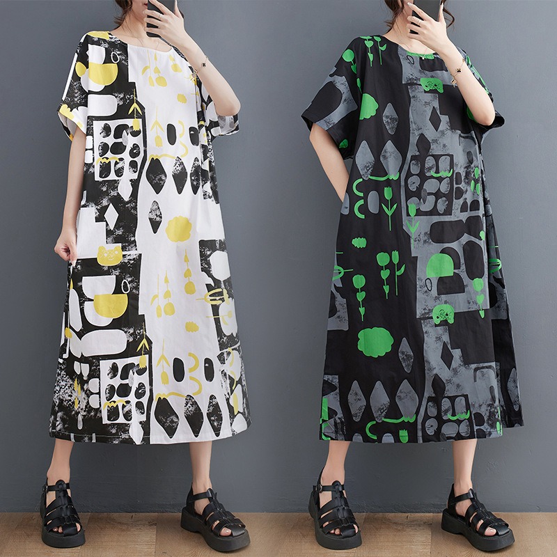 Vestido Largo Oversize de Estilo Artístico y Abstracto - Imagen 7