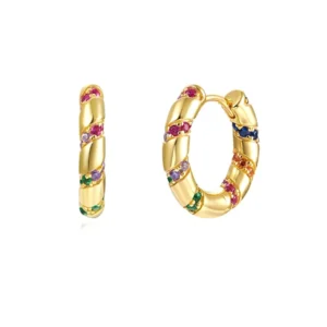 Pendientes de plata S925 con circonitas de colores