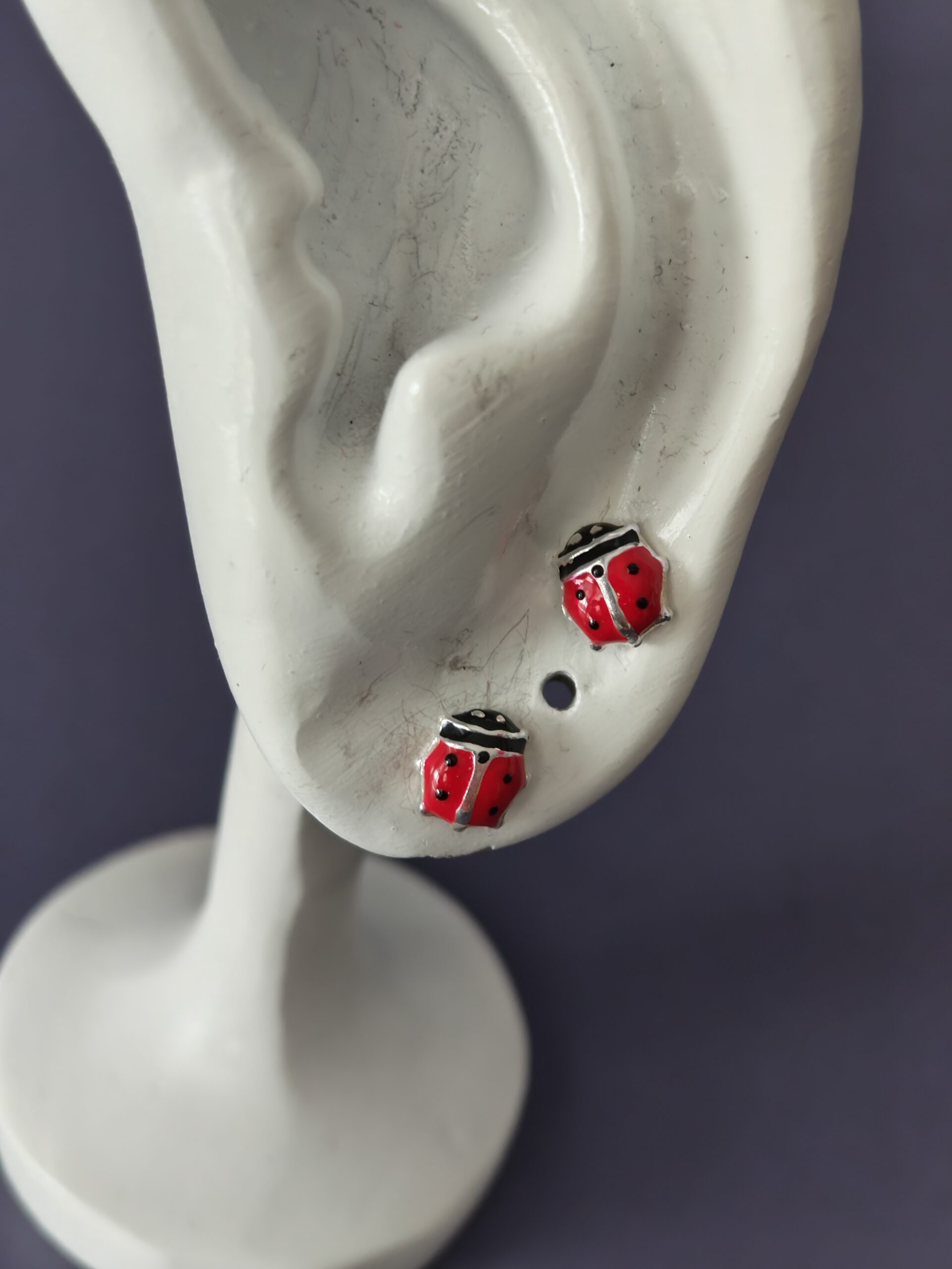 Divertidos Pendientes de Mariquita de Plata de Ley 925 Esmaltada - Imagen 4