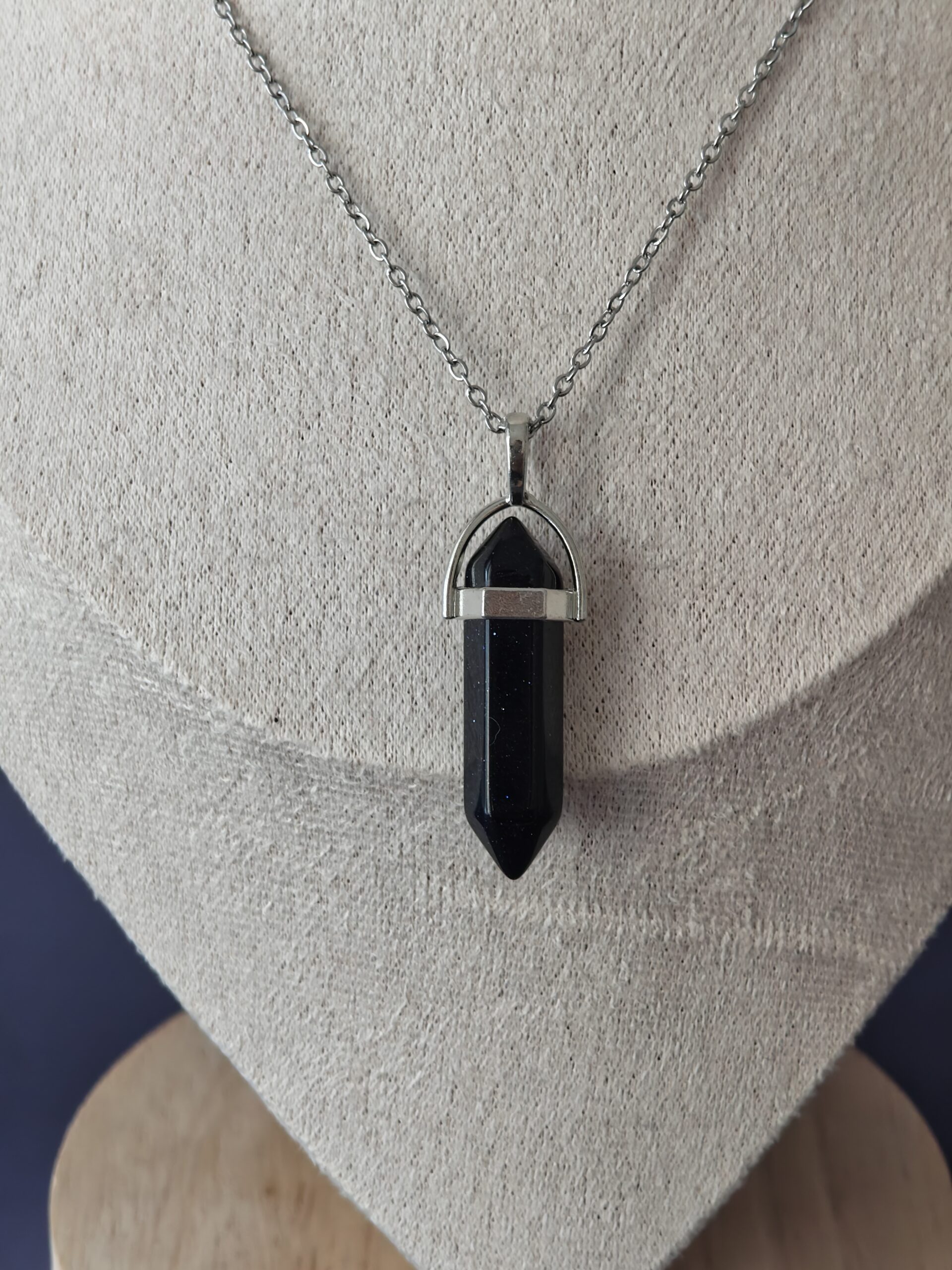 Elegante Collar con Colgante de Obsidiana Negra y Cadena de Plata de Ley 925 - Imagen 3