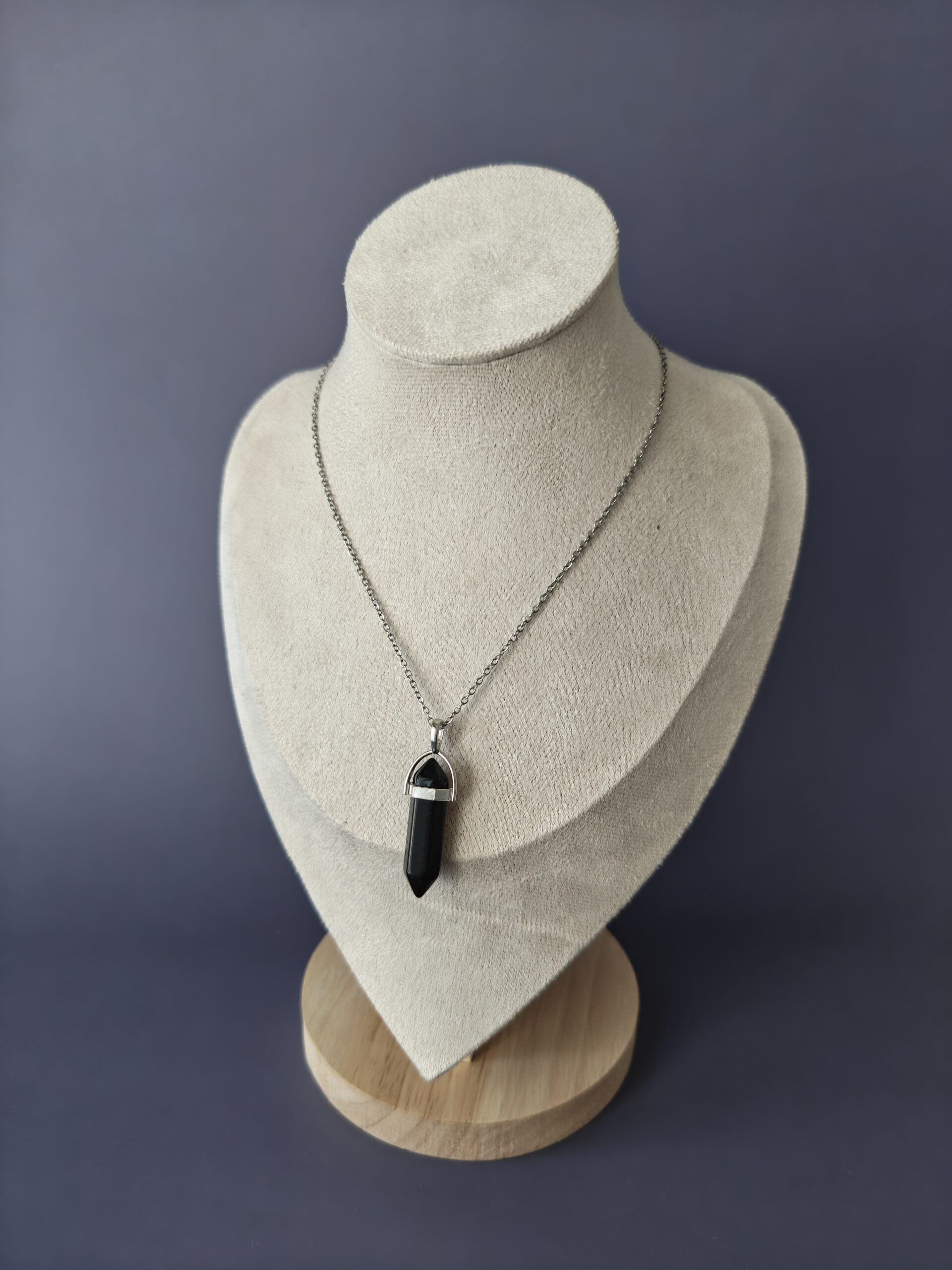 Elegante Collar con Colgante de Obsidiana Negra y Cadena de Plata de Ley 925 - Imagen 10