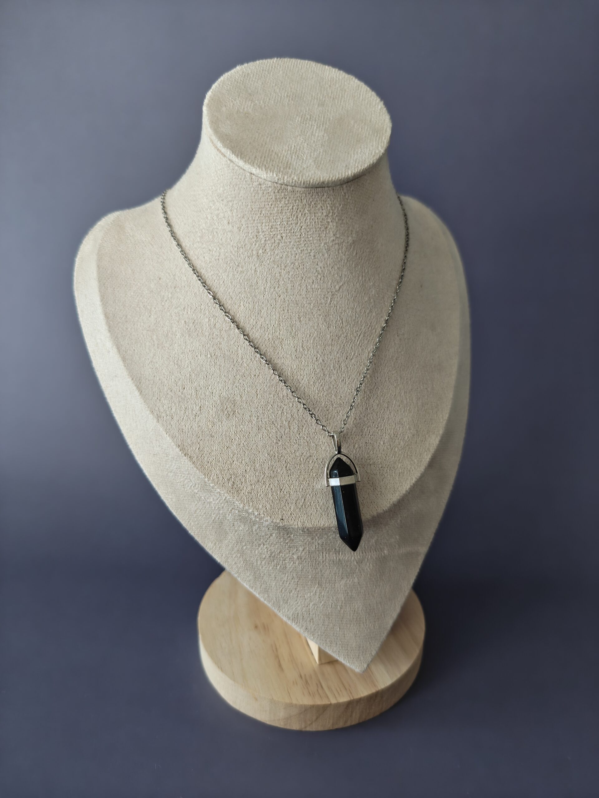 Elegante Collar con Colgante de Obsidiana Negra y Cadena de Plata de Ley 925 - Imagen 9
