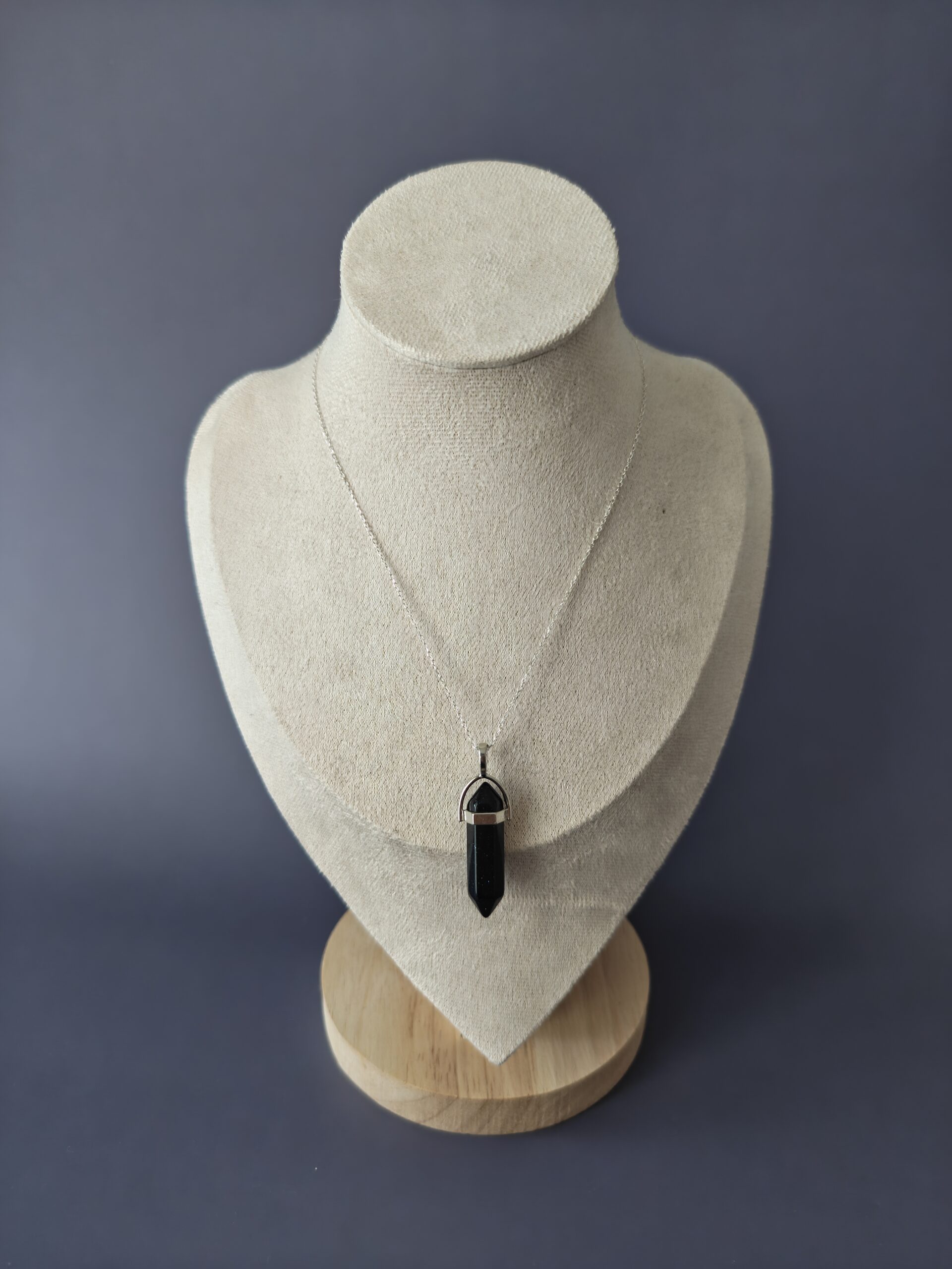 Elegante Collar con Colgante de Obsidiana Negra y Cadena de Plata de Ley 925 - Imagen 7