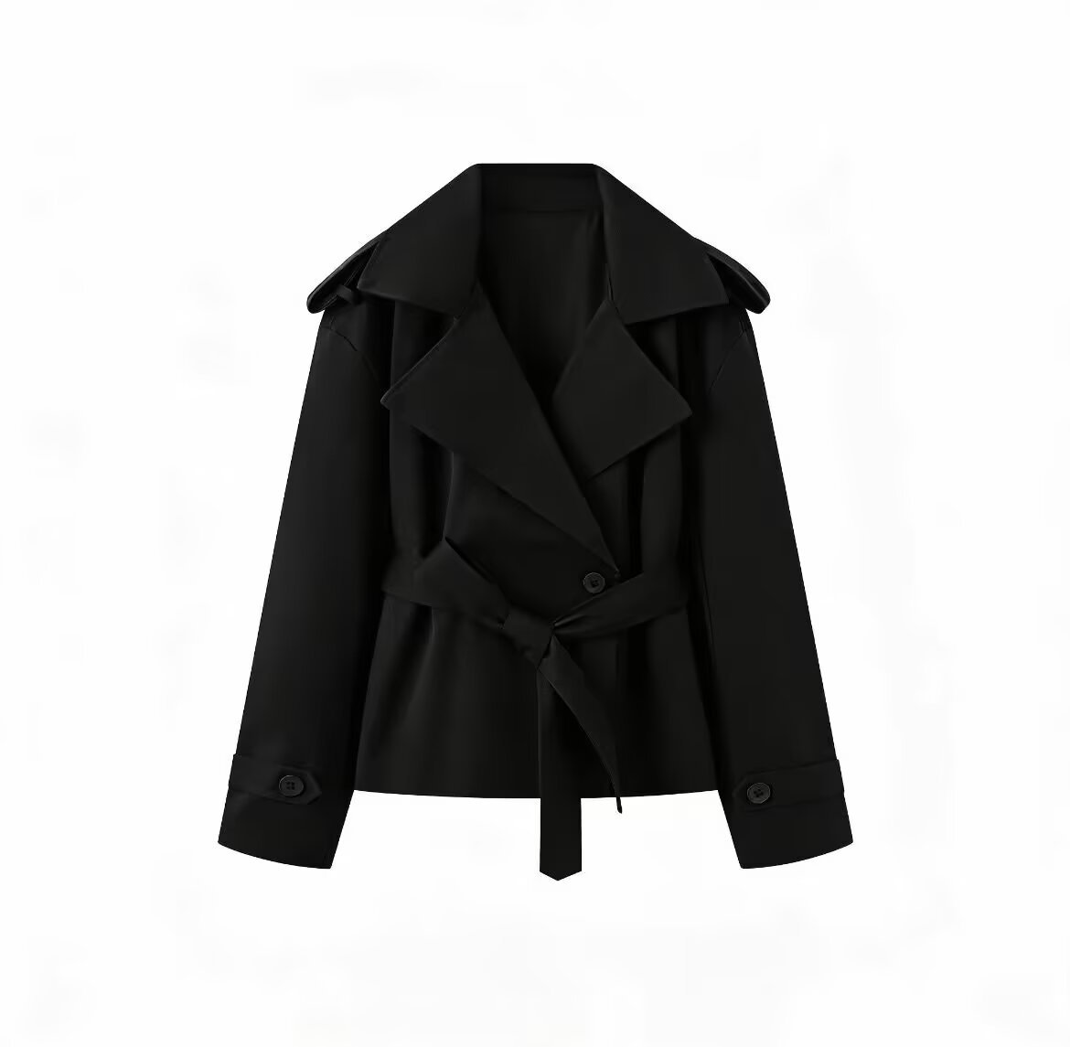 Chaqueta cruzada con cinturilla y cuello de traje - Imagen 9